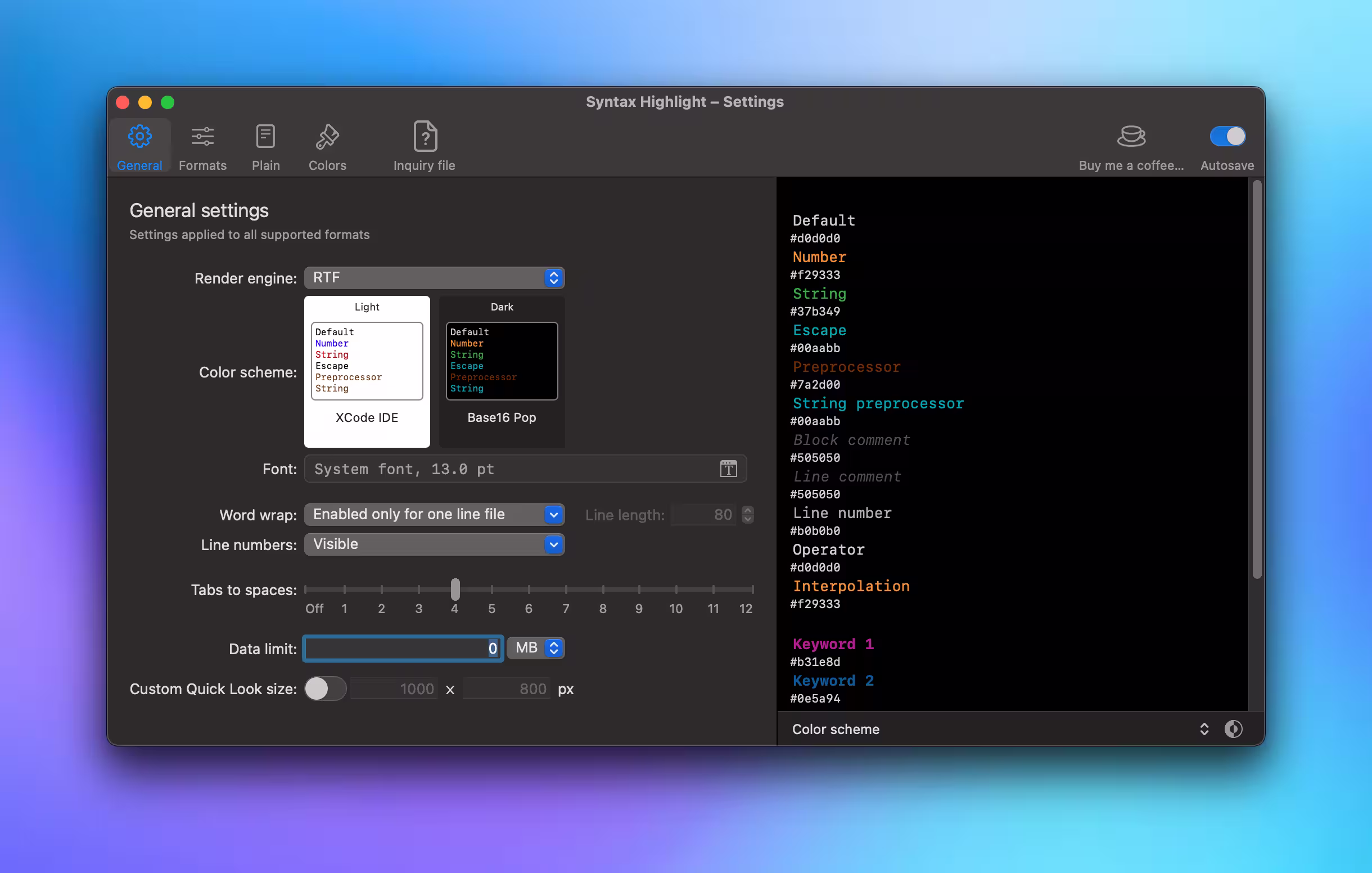 Syntax Highlight - 为 macOS 经典功能快速查看添加代码高亮,超过 150 种新文件类型 2 Syntax Highlight - 为 macOS 经典功能快速查看添加代码高亮,超过 150 种新文件类型 2