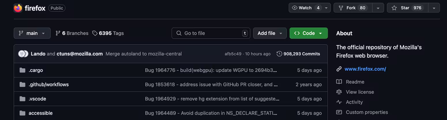 Firefox 源代码库迁移至 GitHub 2